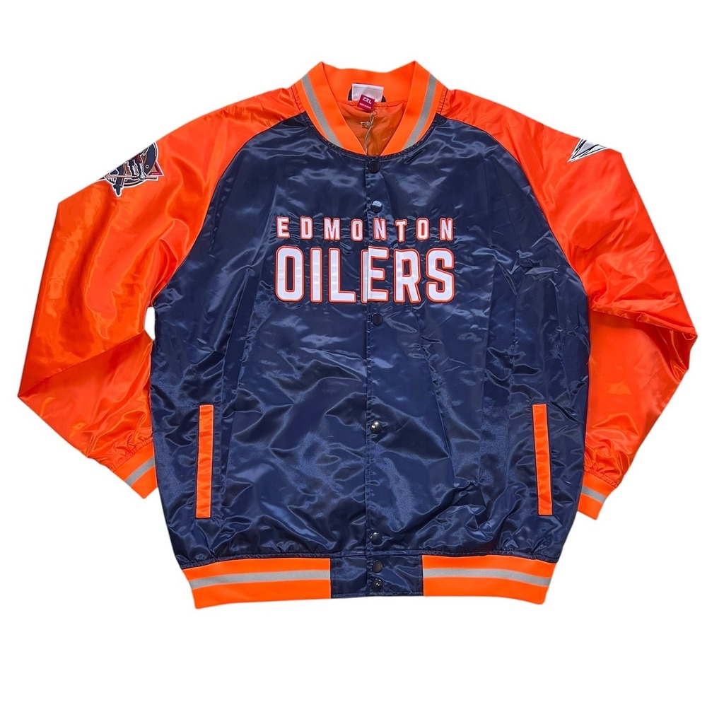 Mitchell & Ness Edmonton Oilers Satin Bomber Jacket 2XL NWT NHL Y2K